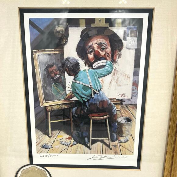 Emmett Kelly Clown Circus Collection Framed Lithograph Signed Art Print 13"x17" - Picture 3 of 12